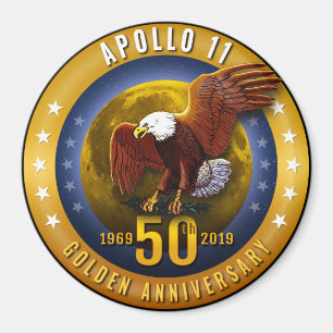 Imã Aniversário Eagle dourado de Apollo 11 50th e lua
