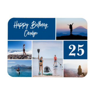 Ímã Aniversário Feliz Da Colagem De Fotos De Qualquer