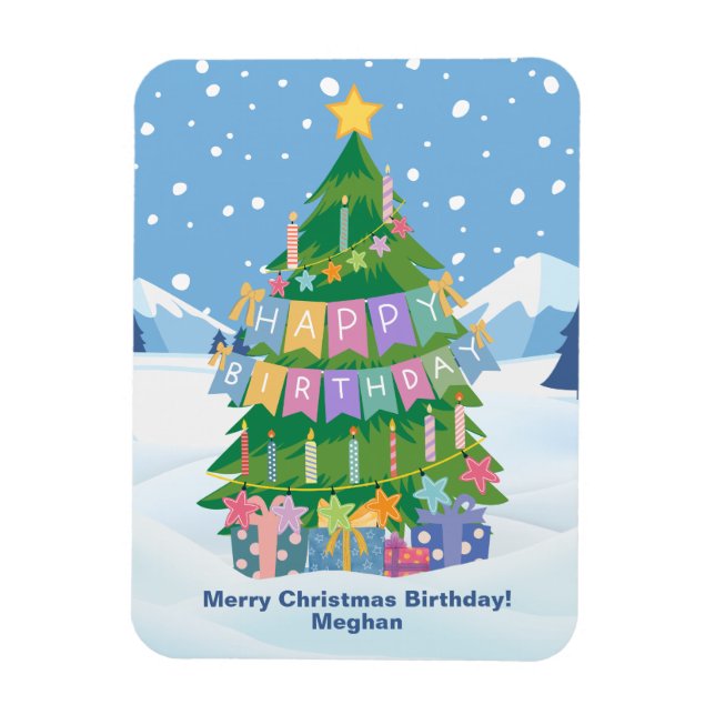 Ímã Aniversário - Feliz Natal e Aniversário (Vertical)