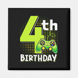 Imã Aniversário Gamer 4 Anos de Idade Divertido Video 
