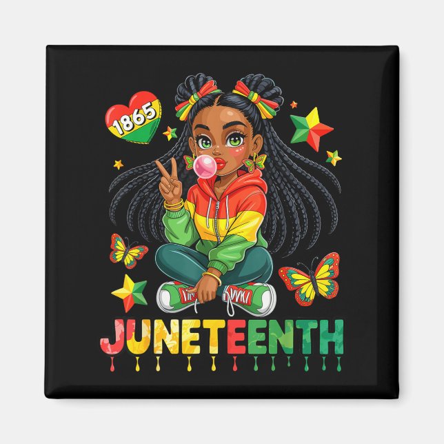 Imã Aniversário Juneteenth Coquette Feliz 1865 Meninas (Frente)