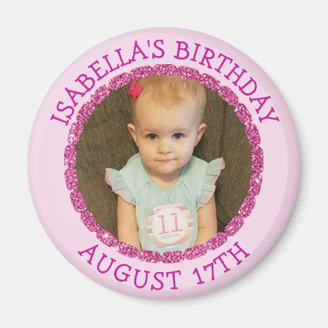 Imã Aniversário Lembrete Fotografia Personalizada Magn (Frente)