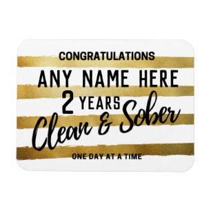 Ímã Aniversário personalizado de sobriedade do Clean 