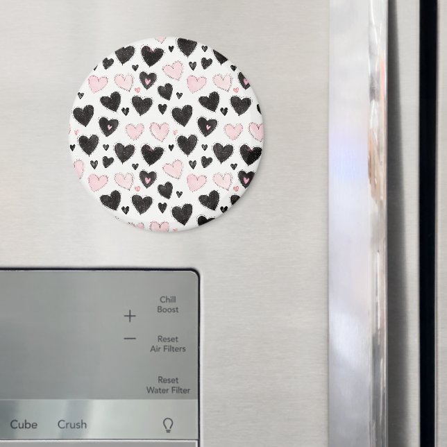 Imã Aniversário Pink Black Hearts (In Situ (Fridge))