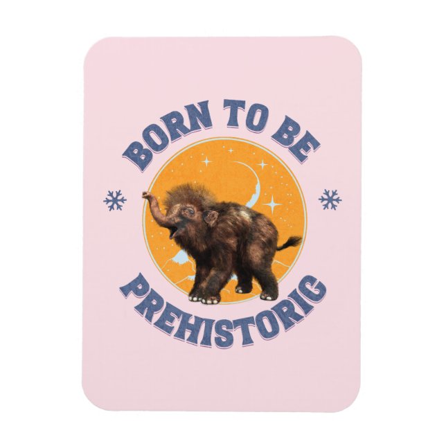 Ímã Aniversário Pré-Histórico de Bebê Mamute Divertido (Vertical)