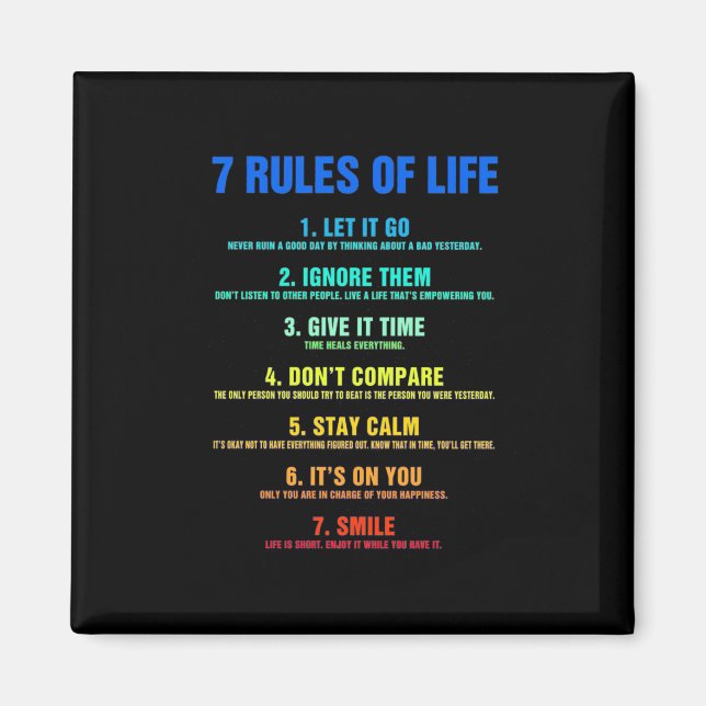 Imã Aniversário Presente 7 Regras De Vida (Frente)