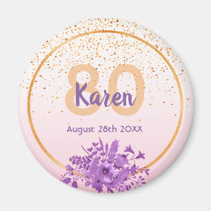 Imã Aniversário, rosa ouro floral, salvar a data