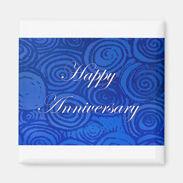 Imã Aniversário Swirls Blue (Frente)
