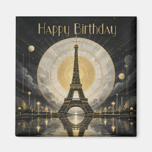 Imã Aniversário Torre Eiffel Paris Dourado Deco