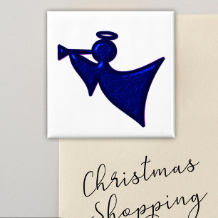Imã Anjo azul metálico do Natal