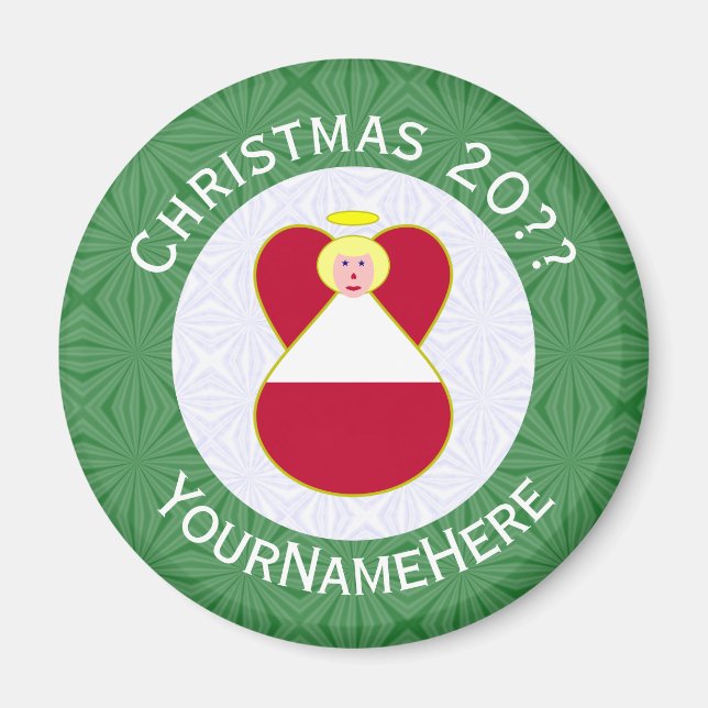 Imã Anjo Bandeira Austríaca Natal Personalizado  (Frente)