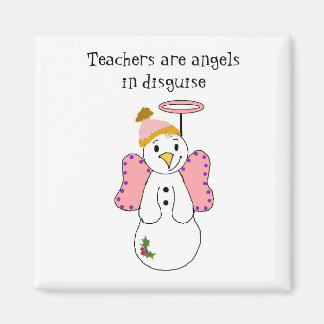 Imã Anjo Boneco de Neve com Professor Dizendo