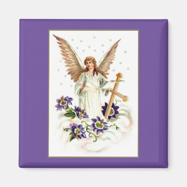 Imã Anjo Com Magnet De Flores Cruzadas E Clematis (Frente)