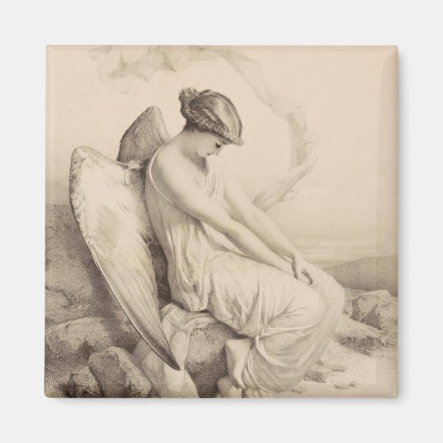 Imã Anjo cristão sentado numa pedra (Frente)