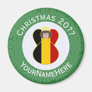 Imã Anjo da Bandeira Belga Natal Personalizado