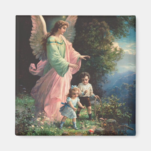 Imã Anjo da guarda protegendo crianças perto de uma sa (Frente)