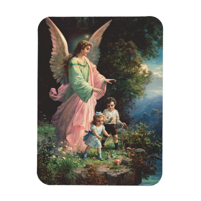 Ímã Anjo da guarda protegendo crianças perto de uma sa (Vertical)