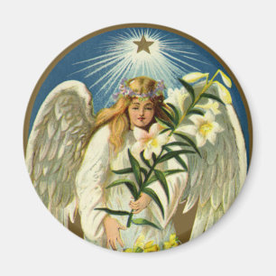 Imã Anjo da Páscoa Vintage, Cordeiro, Flor de Lírio, E