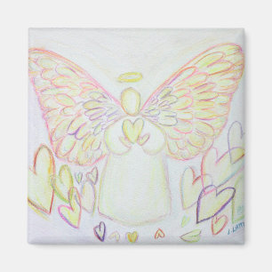 Imã Anjo de Corações Magneta de Refrigerador de Arte