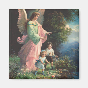 Imã Anjo de guardião protegendo crianças perto de uma 
