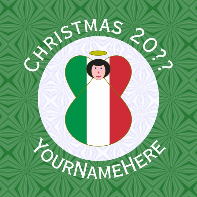 Imã Anjo de Natal da Bandeira Italiana Personalizado (Criador carregado)