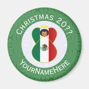 Imã Anjo de Natal da Bandeira Mexicana Personalizado