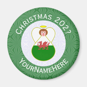 Imã Anjo de Natal Galês Bandeira Personalizada 