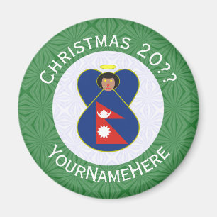 Imã Anjo de Natal Personalizado com a Bandeira Nepales