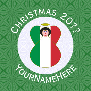 Imã Anjo de Natal Personalizado com Bandeira Italiana