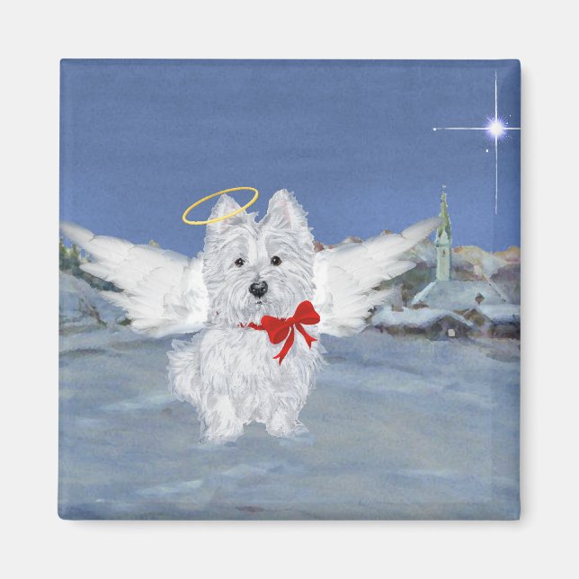 Imã Anjo de Natal Westie (Frente)