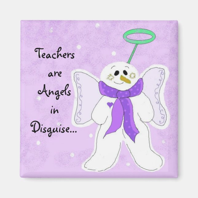 Imã Anjo de Neve com Dizer do Professor (Frente)