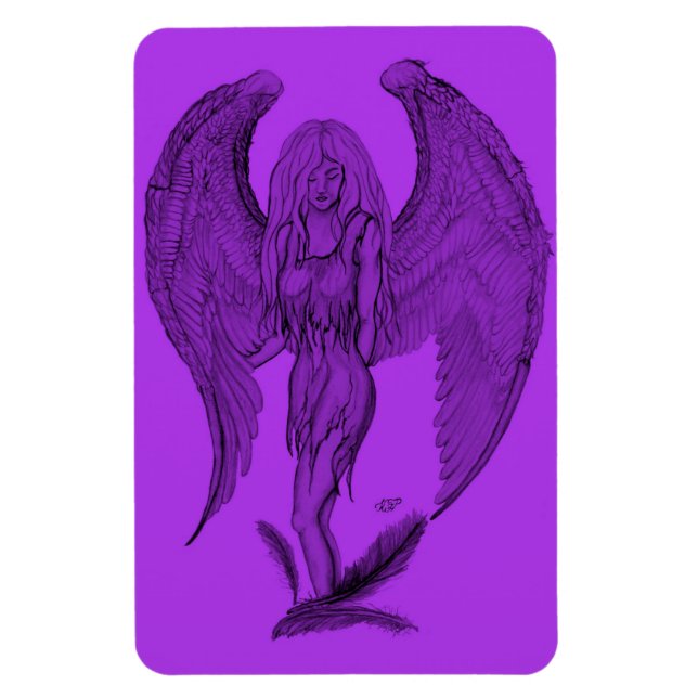 Ímã Anjo - Design preto e roxo (Vertical)