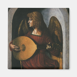 Imã Anjo em Vermelho com Luta de Leonardo da Vinci