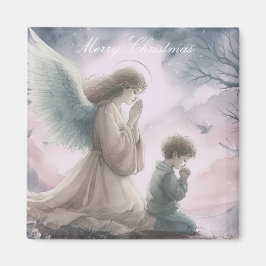 Imã Anjo Guardião e Criança Rezando Juntos