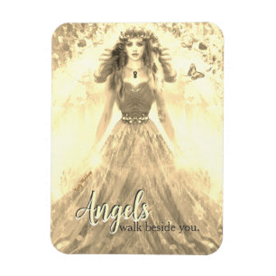 Ímã Anjo Luz Dourado - Anjos Andam ao Lado de Você Cit