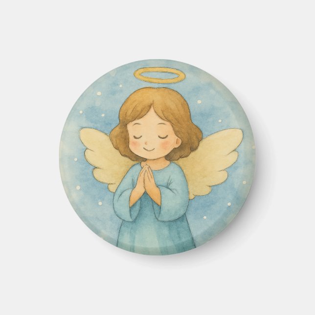 Imã Anjo Pacífica de Natal no Céu em Aquarela (Frente)