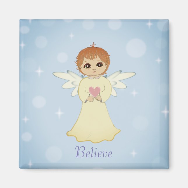 Imã Anjo pequeno fofo em azul claro (Frente)