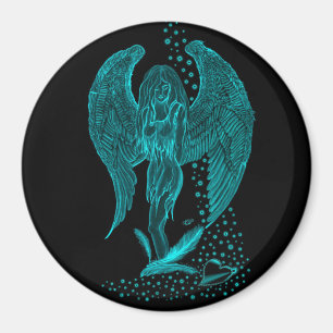 Imã Anjo perdido no Amor, desenho preto e verde