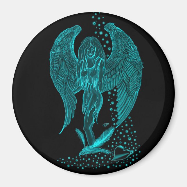 Imã Anjo perdido no Amor, desenho preto e verde (Frente)