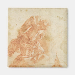 Imã Anjo suspendido e esboço arquitectónico, c.1600