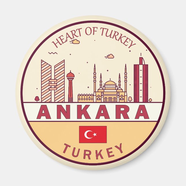 Imã Ankara Turkey City Skyline Emblem (Frente)