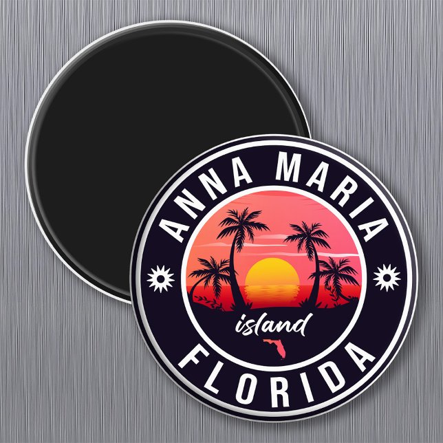 Imã Anna Maria Island Florida Beach Retro Souvenir (Criador carregado)