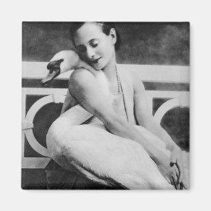 Imã Anna Pavlova com sua cisne Jack do animal de
