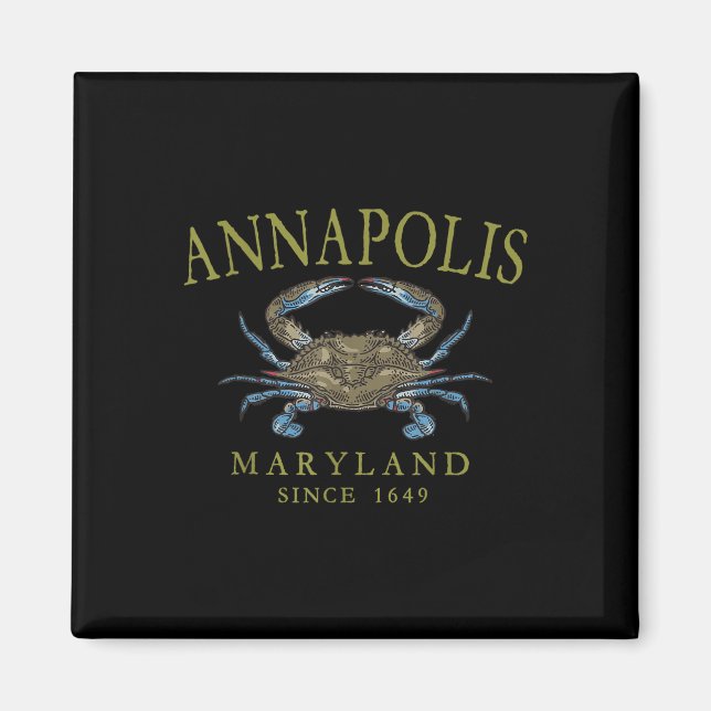 Imã Annapolis Maryland Blue Crab Since 1649 Arched Oli (Frente)