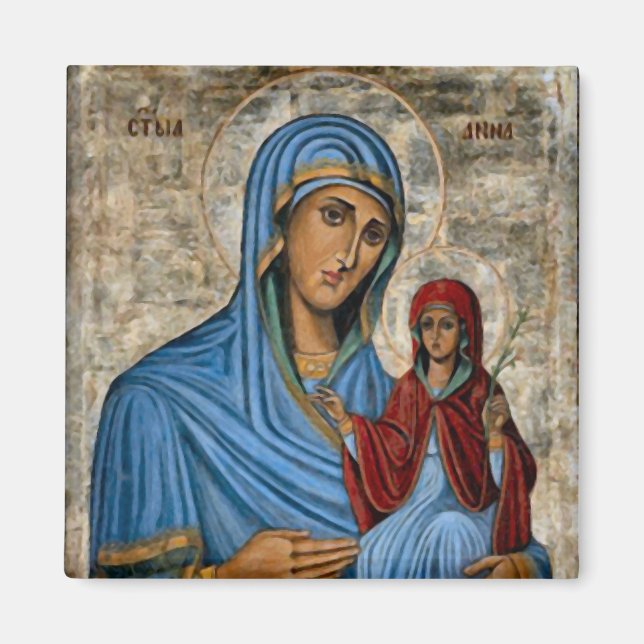Imã Anne e o ícone cristão ortodoxo de Theotokos (Frente)