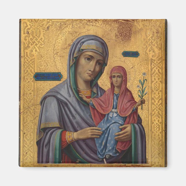 Imã Anne e o ícone cristão ortodoxo de Theotokos (Frente)