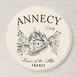 Imã Annecy Canals Art – Retro French Alps Souvenir