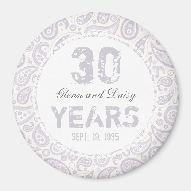 Imã Anniversário de Casamento de 30 Pearl Paisley Patt (Frente)