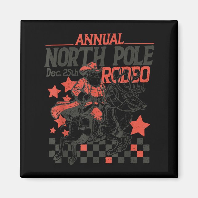 Imã Annual North Le Rodeo Santa Western Cowboy Christm (Frente)