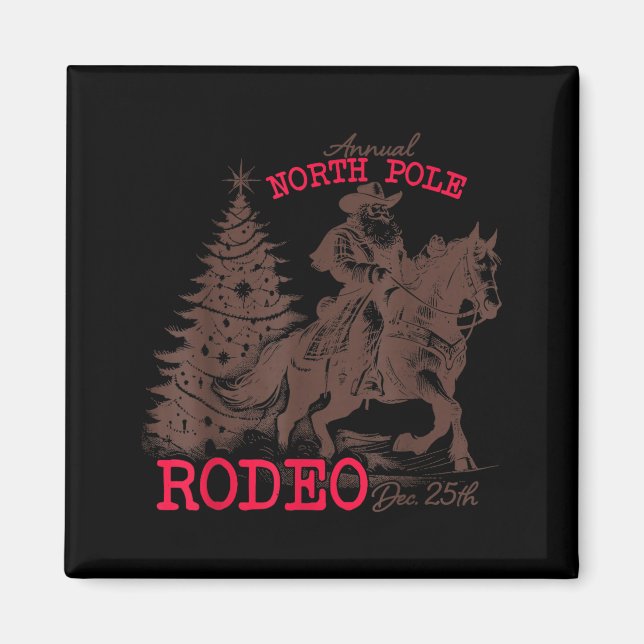 Imã Annual North Le Rodeo Santa Western Cowboy Christm (Frente)